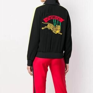 KENZO Bamboo Tiger Bomber Jacket Black / White Stripes Size Small